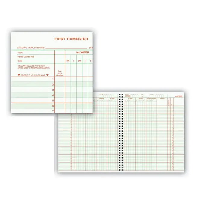 Best Seller Hammond & Stephens 0612 H Class Record Book - Hardcover, 8-1/2 x 11 Inches, 40 Students, 8 Subjects, 12/14 Week, Green/Red